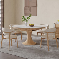 Table à manger pivotante en bois style crème, moderne et simple, carrée ou ronde, double usage, extensible pour petit appartement