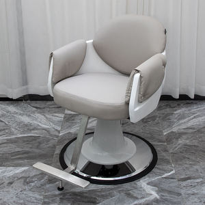 Sillón de Barbería con Base de Acero Inoxidable Plateado, Silla de Fibra de Vidrio Personalizable con Color y Logotipo para Barbería - Product Image 4