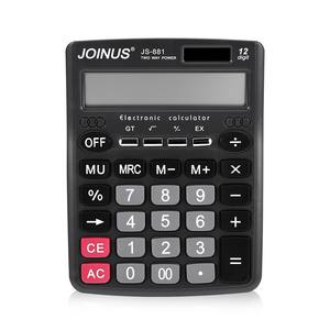 Calculadora Electrónica Joinus Js-881 de 12 Dígitos, Alimentada por Energía Solar, Tipo Financiero para Oficina, Color Negro - Product Image 2