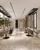 Ensemble de mobilier de salon de manucure moderne avec éclairage LED, table de manucure personnalisée, chaise de pédicure spa pour la décoration intérieure des salons de beauté