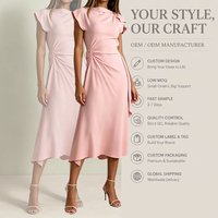 Robe en mousseline de soie écologique, midi, décontractée, élégante, respirante, à nœud devant et volants, col carré, pour printemps-été, tenue de soirée et de club, vente en gros