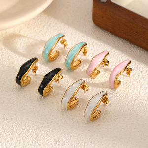 Pendientes de Aro Geométricos de Aleación de Zinc, Chapados en Oro de 18k, Coloridos, para Mujer, Joyería de Moda - Product Image 2