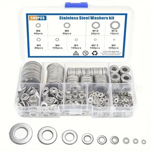 Baiguluo Stainless Steel 304 Flat <b>Washers</b> Set 80 180 360 580 Pcs For General Industry Use - Product Image 2