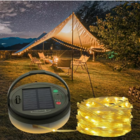 Guirlande Lumineuse Solaire Enroulable pour Camping, Rechargeable USB, Étanche, Multi-Modes, Portable pour Tente, Camping-car, Jardin, Festival, Décoration Extérieure