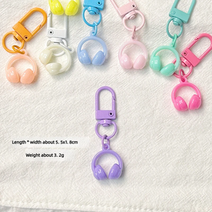 Glossy Mini Headphone Resin <b>Bag</b> <b>Charm</b> Pastel Solid Color Coated Tiny Music Themed Keychain Lightweight Backpack Accessory - Product Image 3