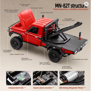 MN82T 1:12 2.4G RC Crawler Hoist 4WD Camioneta Todoterreno Lista para Escalar con Control Remoto de 50m, Batería AA y Cable USB - Product Image 5