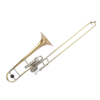 High Grade Professional Superbone Bb/F Trombone Gold Lacquer Surface Dual Use Piston Trombone