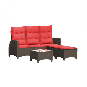 <b>L</b>-<b>Shaped</b> Brown Poly <b>Rattan</b> Patio <b>Sofa</b> Set With Cushions For Garden Use - Product Image 1