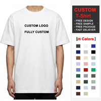 T-shirts décontractés tricotés sur mesure, usine OEM, 230 GSM, 100% coton épais, coupe régulière, épaules tombantes, impression sérigraphiée