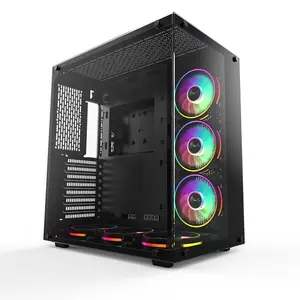 Grandi caratteristiche sistema di raffreddamento ad acqua pannello in vetro temperato computer atx computer verticale MATX gaming case