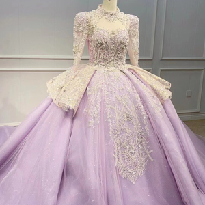 Robe de bal vintage rose princesse, robes de débutante, robe de princesse à manches longues pour Sweet 16, Wn031 - Product Image 4