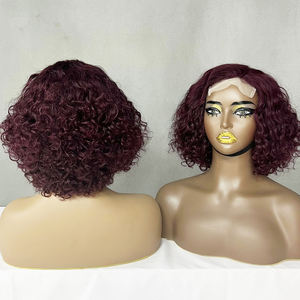 Super Double Drawn 8 pouces # Perruques bouclées de luxe 99J 4x4 avec fermeture, en cheveux vietnamiens bruts, pour femmes noires - Product Image 2