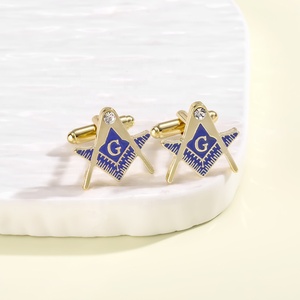 Boutons de manchette <span class=keywords><strong>franc</strong></span>-<span class=keywords><strong>maçon</strong></span> en alliage couleur or pinces à <span class=keywords><strong>cravate</strong></span> maçonnique ensemble de boutons de manchette bon marché et meilleur vente en gros - Product Image 3