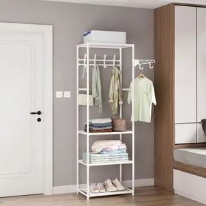 Simple steel wardrove with Hooks storage rack