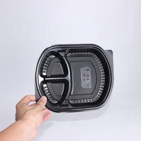 Boîte repas jetable à trois compartiments en PP, compatible micro-ondes, 1000 ml, pour nouilles, sandwichs, pizzas, hamburgers, gelées et préparation de repas