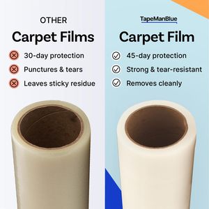 <span class=keywords><strong>Film</strong></span> de protection souple en polyéthylène TapeManBlue pour tapis, rouleau de 36 po x 200 pi, auto-adhésif, usage artisanal, durable, retrait facile, déroulage facile - Product Image 4