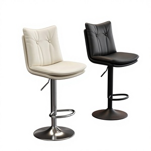 Chaise <span class=keywords><strong>de</strong></span> <span class=keywords><strong>bar</strong></span> en cuir, pivotante, réglable en hauteur, personnalisable, luxe léger, <span class=keywords><strong>tabouret</strong></span> haut <span class=keywords><strong>avec</strong></span> dossier pour usage commercial - Product Image 2