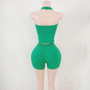 Completo da <span class=keywords><strong>donna</strong></span> Y2K 2026 personalizzabile con logo, due pezzi: top corto a fascia e pantaloncini con coulisse a strisce laterali, tuta sportiva <span class=keywords><strong>streetwear</strong></span> - Product Image 3