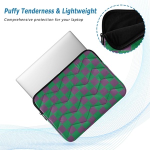 New Arrival Custom Green and Purple Checked Plain Print <b>Computer</b> Messenger Laptop <b>Accessories</b> Grid Protective Case Laptop Sleeve - Product Image 5