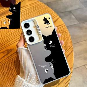 Custodia per telefono con corrispondenza di coppia per <span class=keywords><strong>Samsung</strong></span> Galaxy S25 Plus custodia per telefono antiurto con Design nero per gatti - Product Image 1