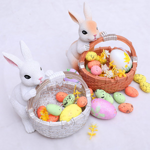 Wholesale New Creative Bamboo Basket with Resin Rabbit Decoration <strong>Easter</strong> <strong>Ornaments</strong> for Children - Product Image 2