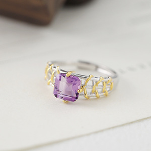 9 High Quality 7*7mm Cushion Cut Multiple Colors Gemstones <b>open</b> <b>Ring</b> 925 Silver Gold Plated Tarnish Free Waterproof Jewelry - Product Image 5
