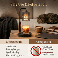 Lampe chauffe-bougie sans flamme en verre gris avec minuterie réglable et variateur d'intensité, brûleur d'arômes pour la maison, vente en gros