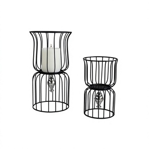 Ensemble de 2 bougeoirs de tailles différentes avec une qualité supérieure, couleur noire, forme ronde, bougeoir pour la vaisselle - Product Image 1