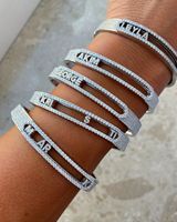 Bracelet jonc personnalisable avec lettres alphabet 26, micro-pavé de zircone cubique 5A, style Iced Out Bling