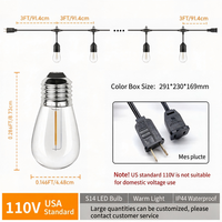 Guirlandes lumineuses LED S14 haute tension imperméables pour intérieur et extérieur, décorations de Noël pour la cour, le jardin et l'hôtel