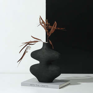 Jarrón Decorativo Minimalista de Cerámica, Moderno y Único en Blanco y Negro para Decoración del Hogar - Product Image 4