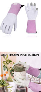 Gants de jardinage Best-seller Tissu de coton respirant <span class=keywords><strong>rose</strong></span> <span class=keywords><strong>Cuir</strong></span> de chèvre pour femmes Gants d'élagage et de désherbage Gants de jardinage personnalisés - Product Image 2