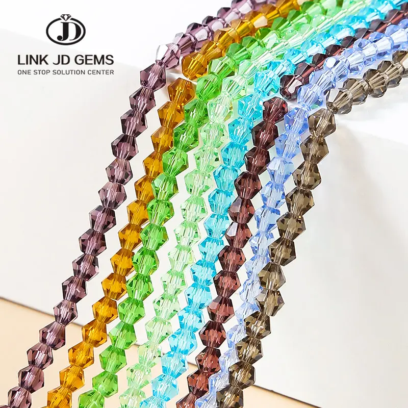 Brand manufacturers supply natural multicolor optional double cone glass beads natural crystal loose beads wholesale DIY jewelry