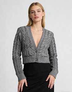 <span class=keywords><strong>Cardigan</strong></span> Corto da Donna, Serie Medievale in Fibra di <span class=keywords><strong>Viscosa</strong></span> con Scollo a V e Tessitura a Filo - Product Image 2