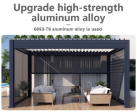 Pérgola Bioclimática con Mecanismo de Láminas Ajustables Eléctricas, Gazebo de Aluminio Resistente a la Intemperie para Jardín Exterior