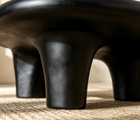 Table basse en verre trempé irrégulier, noir mat, monobloc moulé, entièrement assemblée, forme nuage, pour intérieur