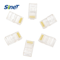 100 piezas/lote Conector Hembra RJ45 UTP ABS Chapado en Oro de 3 Pines para Montaje en Superficie, 8 Núcleos, 100/1000 Base-T, Certificado ISO9001