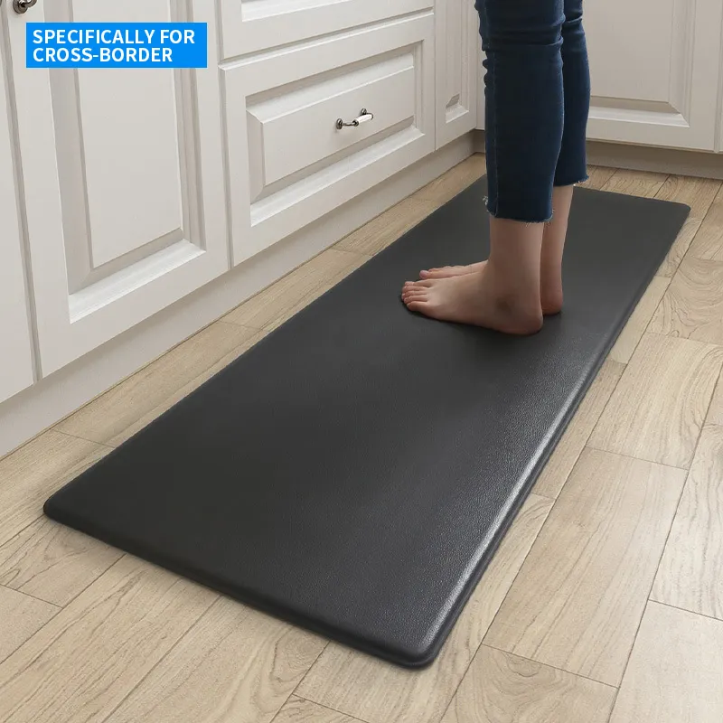 Tapis de cuisine antidérapant de haute qualité, étiquette privée, Long tapis Anti-Fatigue, en Pvc Pu, confortable matelassé pour sol