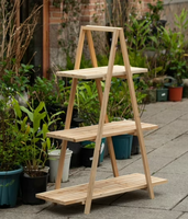Support à plantes en bois à trois niveaux, étagère triangulaire pour plantes, présentoir multi-niveaux pour pots de fleurs, pour balcon intérieur, jardin
