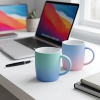 Mug à café en céramique dégradé mat, tasse à thé en porcelaine finition mate pour sublimation, logo personnalisé, vente en gros