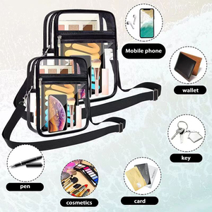 Bolso <span class=keywords><strong>de</strong></span> pvc impermeable <span class=keywords><strong>para</strong></span> mujer, bandolera transparente con logotipo, aprobado por el estadio, venta al por mayor - Product Image 4