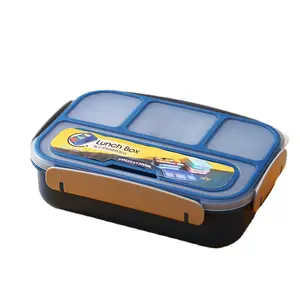 Contenitore per il pranzo della scuola dell'ufficio in plastica a 4 scomparti con scatola per il pranzo al cucchiaio per bambini Bento Box