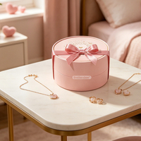 Boîte à bijoux ronde de luxe en carton avec insert en mousse, personnalisable avec logo, pour la Saint-Valentin, vente en gros