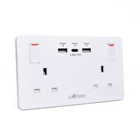 Prix usine UK Style prise britannique 13A USB prise murale 2 gangs Double UK 5V 3.6A double USBA et USBC interrupteur d'alimentation prise murale