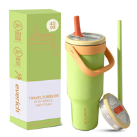 Gobelet isotherme en acier inoxydable de haute qualité de 40 oz avec poignée et paille, isolation sous vide, couleur personnalisée, emballage pour souvenirs