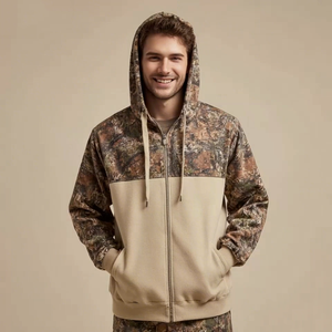 Người đàn ông chắp vá Hoodies Áo nỉ dài tay áo mùa đông ấm Zip-up thiết kế tùy chỉnh Mô hình màu sắc crewneck <span class=keywords><strong>Kangaroo</strong></span> người đàn ông - Product Image 1