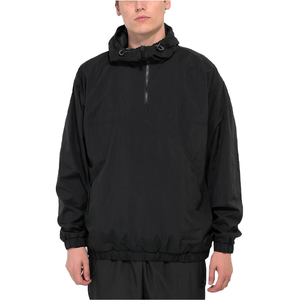 Custom <b>Mens</b> Nylon Half Zip <b>Pullover</b> Anorak <b>Jacket</b> Adjustable Drawstring Collar Oversized Loose Casual Street Windbreaker <b>Jacket</b> - Product Image 2