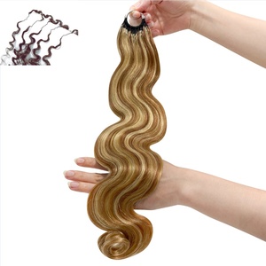 FH #P27/613 Highlight <b>Body</b> <b>Wave</b> Miracle Knot Crochet Human Hair Color Ring X Feathering Tip Braids Human Hair Crochet - Product Image 1