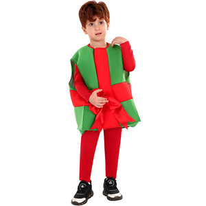 Children's Christmas Gift <b>Box</b> Costume Cosplay Party Outfit Red Green With Bow Kids Size S M L - Product Image 5
