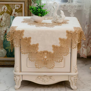 Nappe <span class=keywords><strong>de</strong></span> chevet <span class=keywords><strong>de</strong></span> luxe beige en dentelle, style européen, brodée, protège-poussière pour <span class=keywords><strong>table</strong></span> <span class=keywords><strong>de</strong></span> nuit, couvre-<span class=keywords><strong>table</strong></span> carré pour la décoration intérieure - Product Image 5